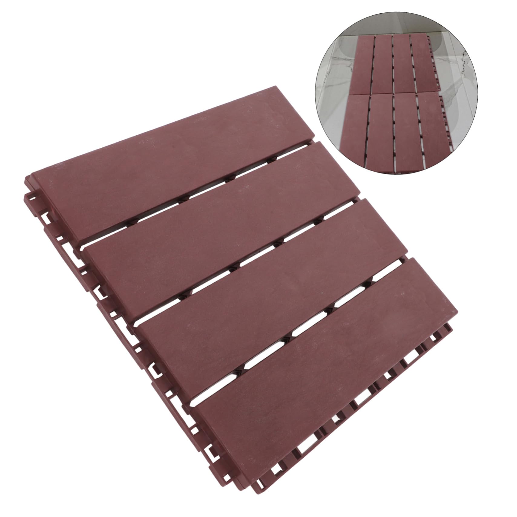 Baldosas de Plástico Entrelazadas Marrón, 6 Piezas, para Exterior