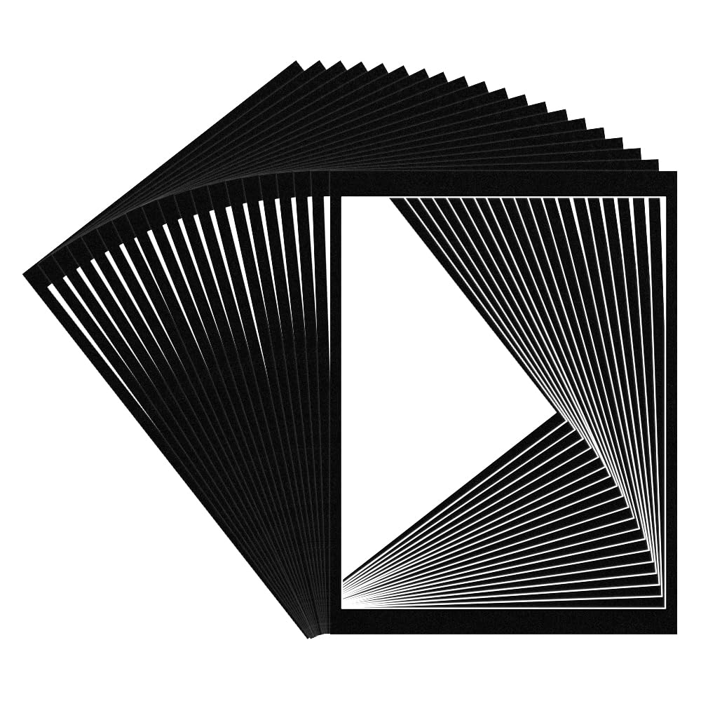 Procut Global 16x12" Black Picture Mounts for Frames - Fits 14x11" Aperture Size - Precision Cut Cardboard Photo Mounts - Mat Board for Prints, Artwork & Paintings - Pack of 20