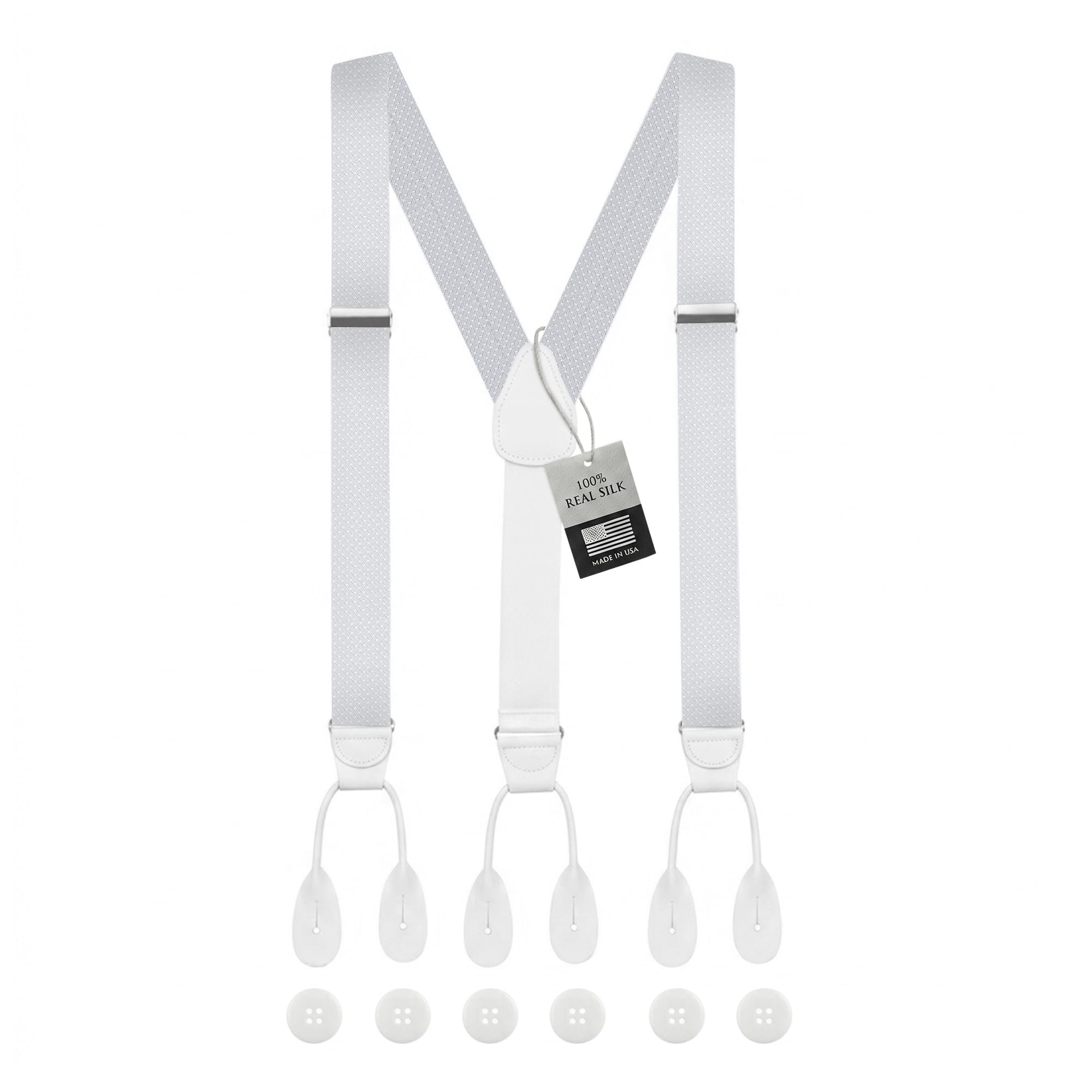 HOLD'EM Tuxedo Suspenders Formal Black 100% Silk Made in USA Button Suspenders for Men Wedding Tux Suspenders for Men