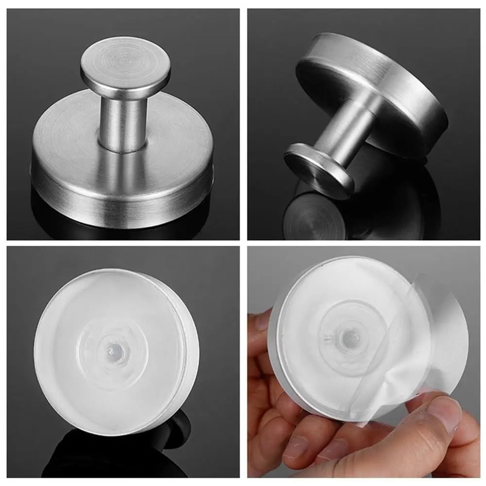 Ganchos Ventosa 6 ganchos de ventosa for colgar sin dejar rastro for coronas, ropa baño y sombreros, soporte acero inoxidable for ducha aspiradora(Silver)