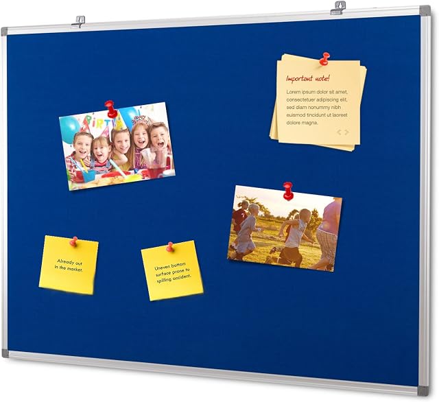Swansea Fabric Pin Board Felt Bulletin Boards Blue Noticeboard for Home Office School,with Fixing,60x45cm