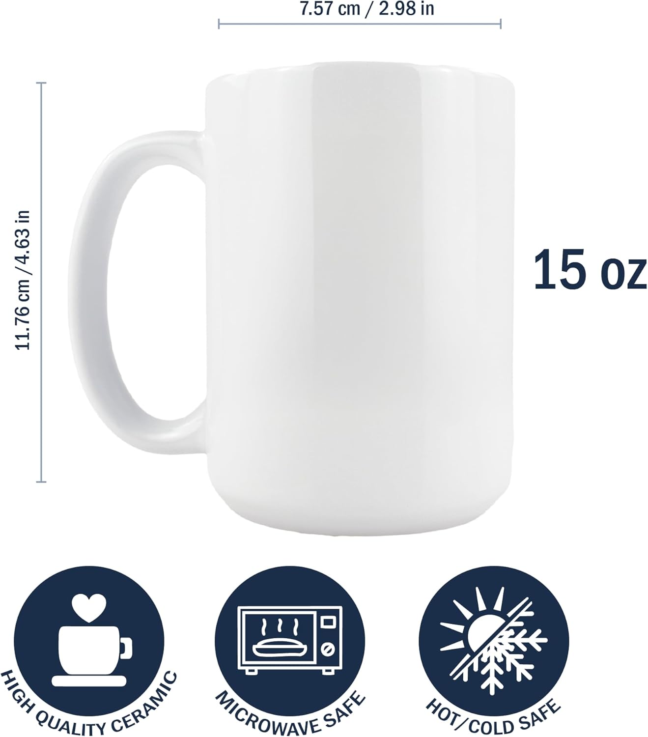 Hogg 15 oz Sublimation Mugs Bulk (30 Pack), Sublimation Coffee Mugs Bulk, White Coffee Cups Ceramic