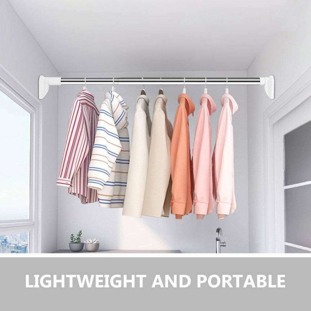 Kichvoe Adjustable Closet Rod 31.49 Inch Telescopic Clothes Drying Pole Lightweight Expandable Wardrobe Bar for Hanging Clothes and Curtains Portable Home Storage Organizer