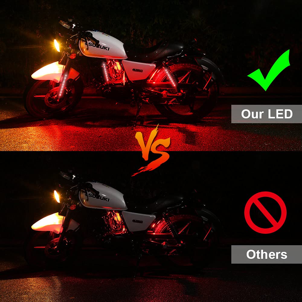 6 pezzi Kit di strisce luminose a LED per moto RGB flessibile Luce al neon sotto il bagliore Telecomando senza fili per auto Harley LED Rock Light Impermeabile