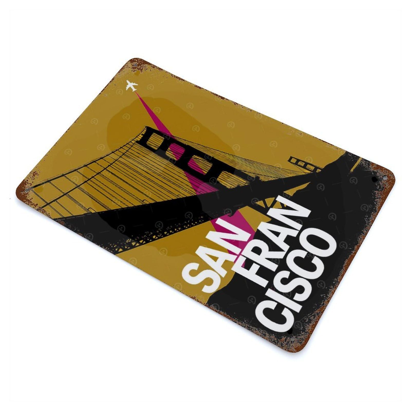 San Francisco Travel Vintage Metal Tin Sign 11.8"x7.9", Ideal for Cafe, Home Bar And Lounge Decor