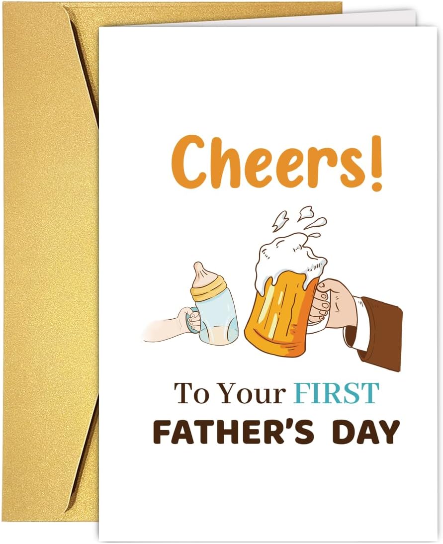 Funny First Birthday Day Cards Gifts for Dad, Cute 1st Birthday Day Card Gift for Husband, New Dad Gift Card for Husband, Ideal Gift Card for New Father, Card Gift for Husband, First Father's Day #5