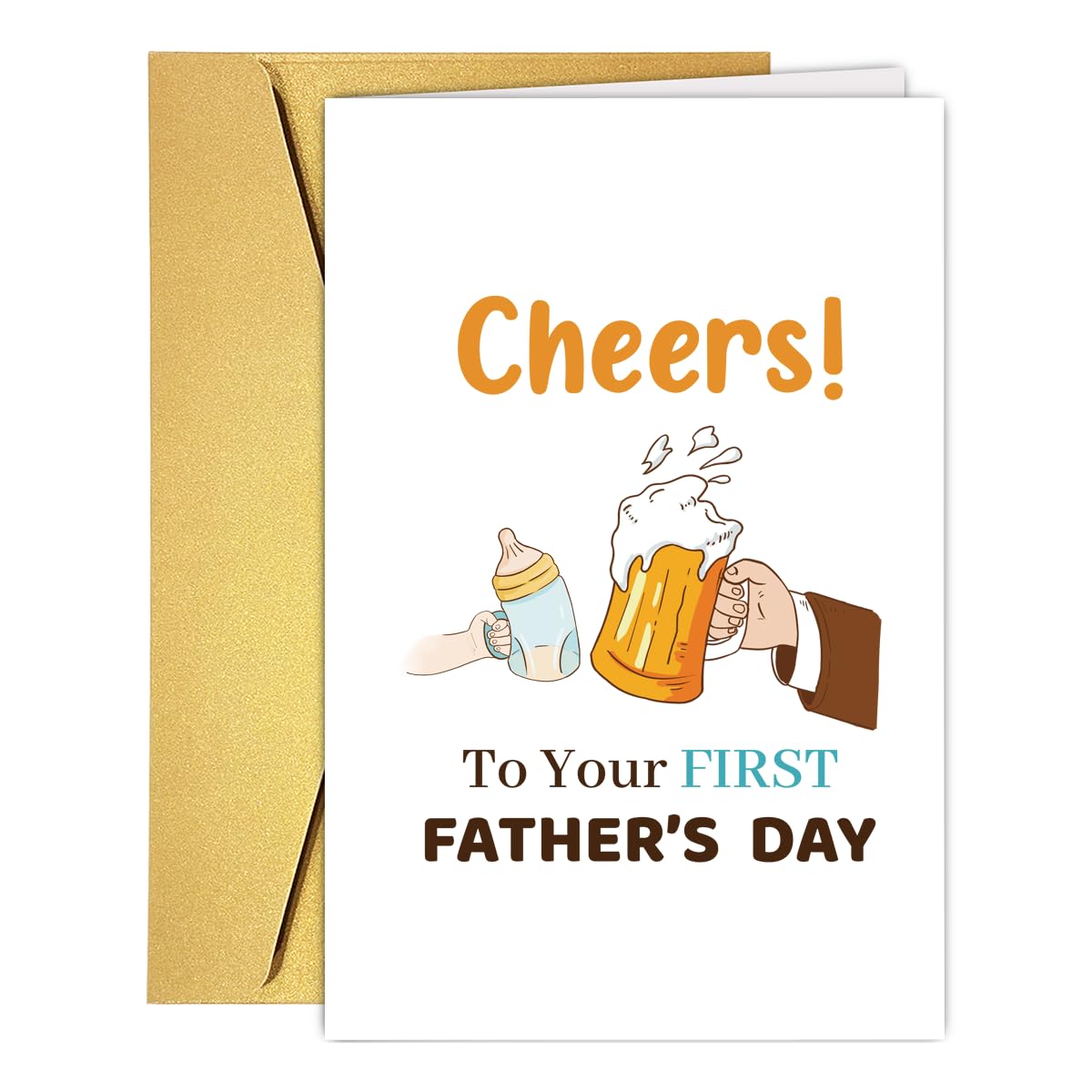 UUEFKTN Funny First fathers Day Cards Gifts for Dad, Cute 1st fathers Day Card Gift for Husband, New Dad Birthday for Husband, Ideal Gift for New