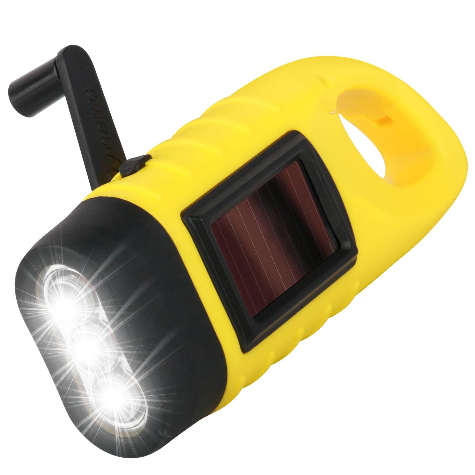Yuio Wind Up Torch, Solar Powered Torch, LED Portable Flashlight Hand Crank with Carabiner Hook