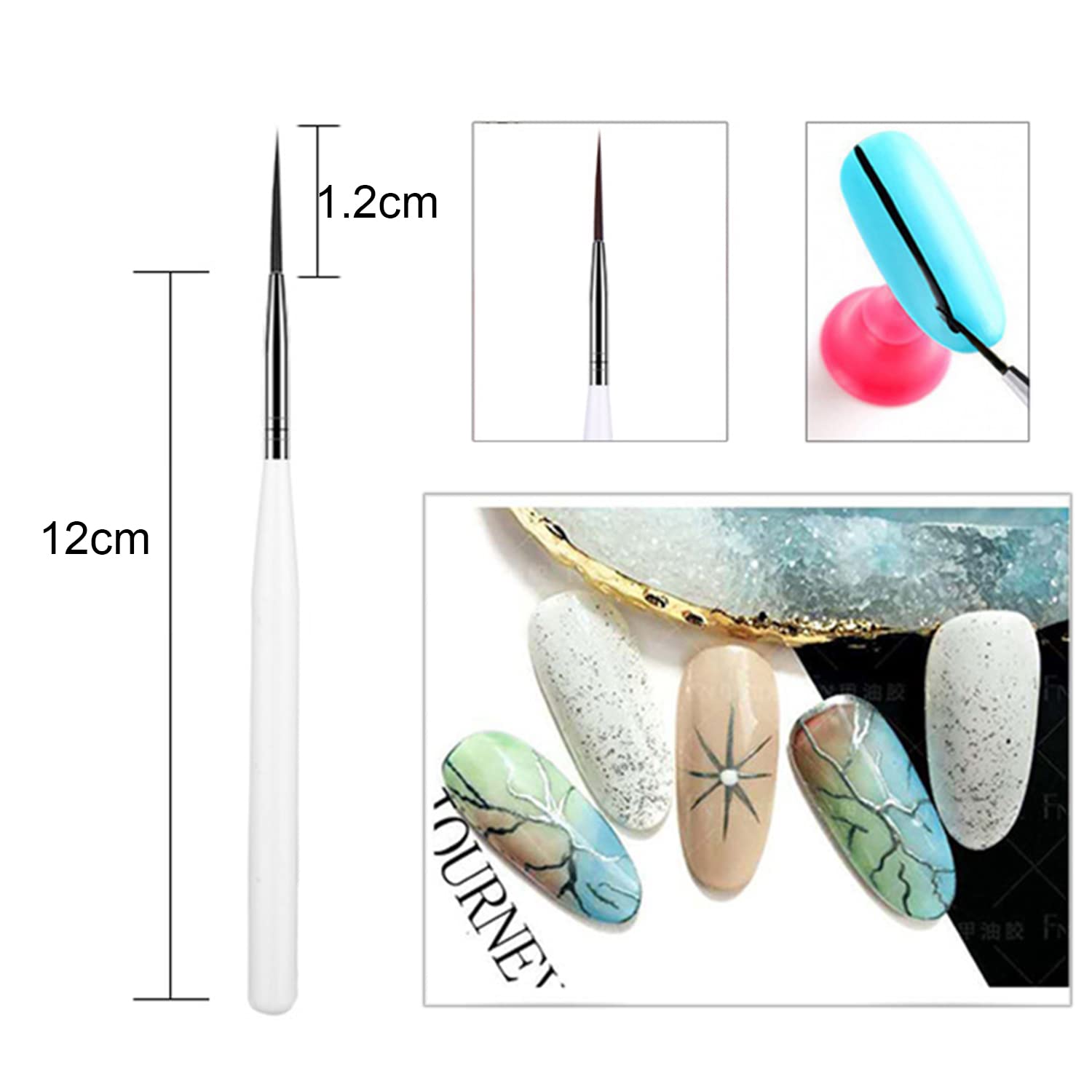 3 Piezas Pinceles para Uñas, Pinceles Uñas Gel Profesionales, Nail Art Pintura Dibujo Línea Herramienta, DIY Nail Art Design