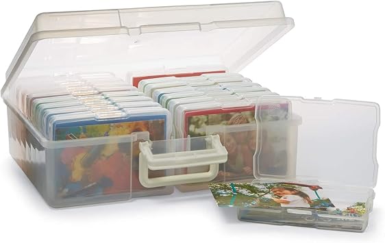 Clear Photo & Craft Keeper by Simply Tidy - Organize and Store Photos, Stickers, and Craft Supplies, Includes 16 Small Cases - 1 Pack