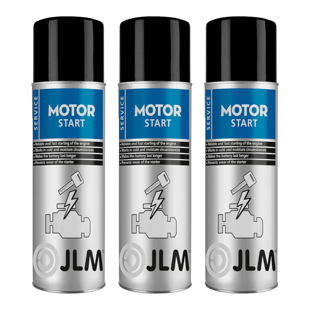 JLM Starthilfe-Spray 3x400 ml - 1,2L - Motorstart-Spray für Benzin- & Dieselmotoren - Startpilot für PKW, LKW, Motorräder, Rasenmäher & Maschinen - Schnelle Kaltstarthilfe bei Frost & Feuchtigkeit