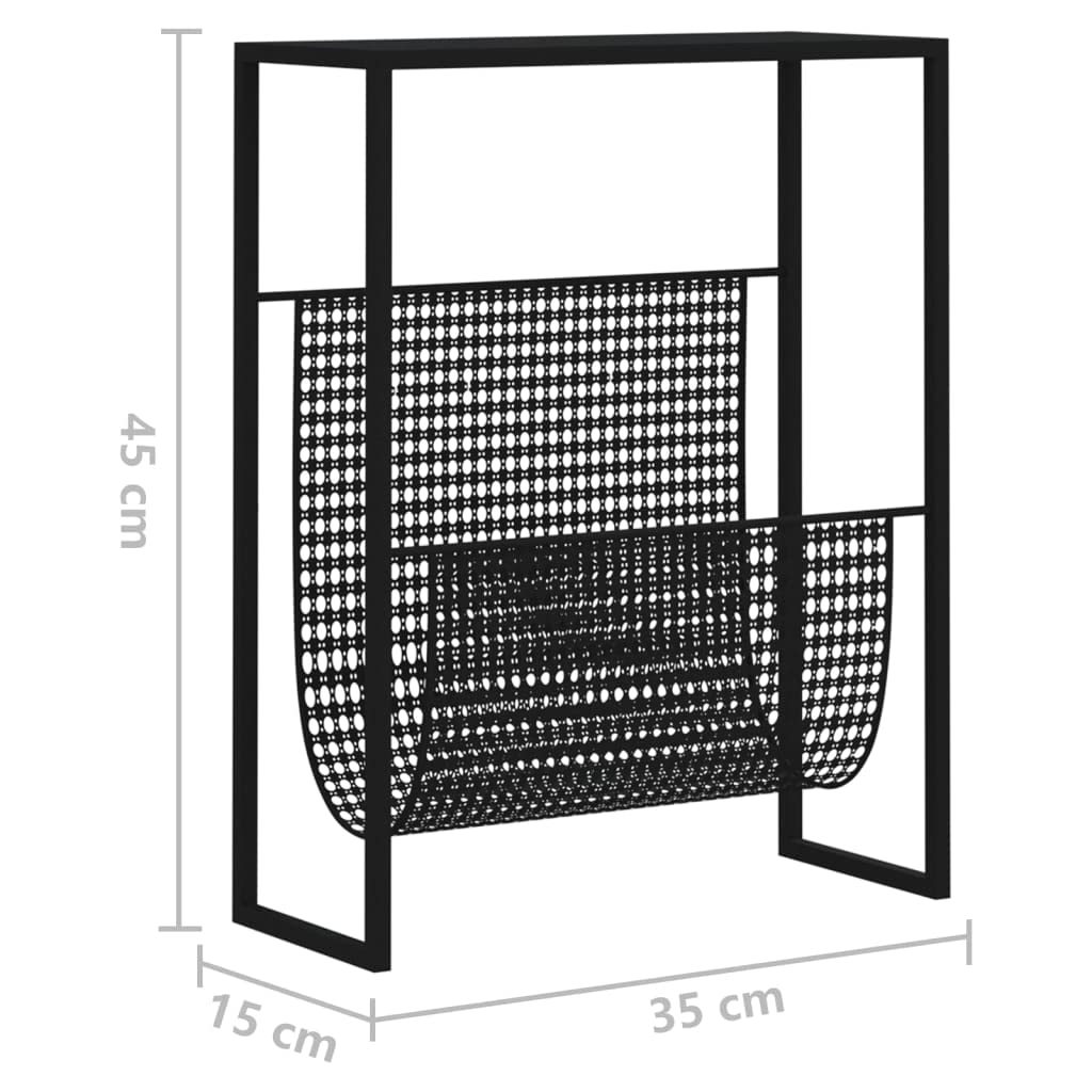 Stalowy stojak na czasopisma czarny 35x15x45 cm | Trwały organizer na książki, organizer na biurko, dekoracyjny blat stołu