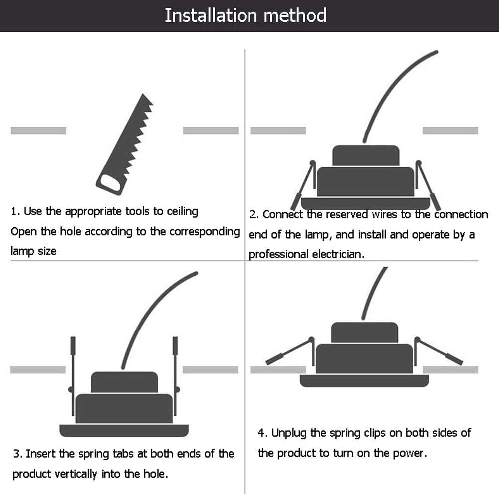 Installation method diagram for recessed light