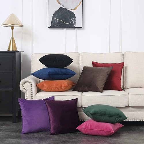 Miniatura 8 de MIULEE - Paquete de 2 fundas de almohada decorativas de terciopelo suave, fundas de cojín cuadradas sólidas para sofá, dormitorio y automóvil, 22 x