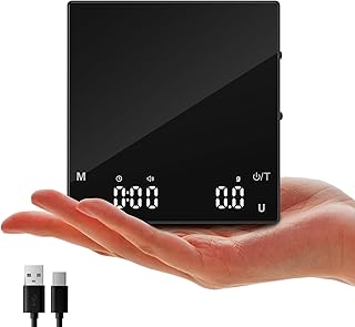 Diyife Wiederaufladbare Mini Kaffeewaage mit Timer, Tragbare Coffee Scale, Home Espresso Waage, Präzisionswaage 2KG Digitale Küchenwaage mit Automatischer Zeitmessung, Touch-Bedienung