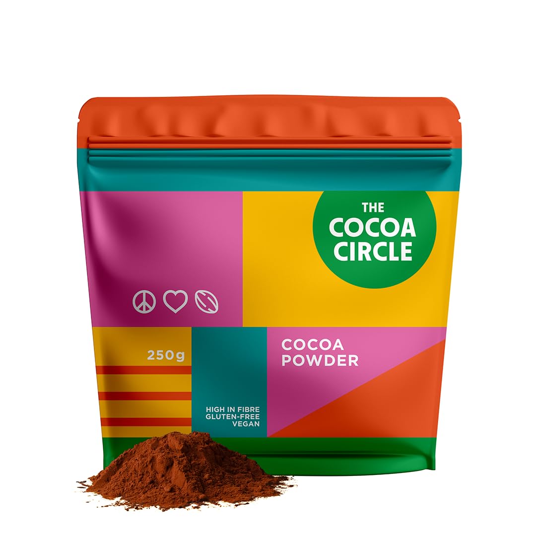 The Cocoa Circle 100% Pure Cocoa Powder - 250g | High Quality Unsweetened Cocoa For Baking, Desserts & Hot Chocolate | Rich In Antioxidants & Minerals