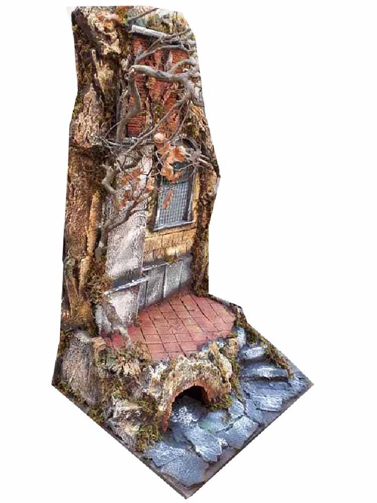 Presepe Completo Sughero e Legno Napoletano Tempio per pastori 35 cm Crib 40x45 cm Alto 90 cm pastori statuine presepe ricevi Un Portachiavi S.G. ARMENO Artigianali Shepherds Crib nic 120