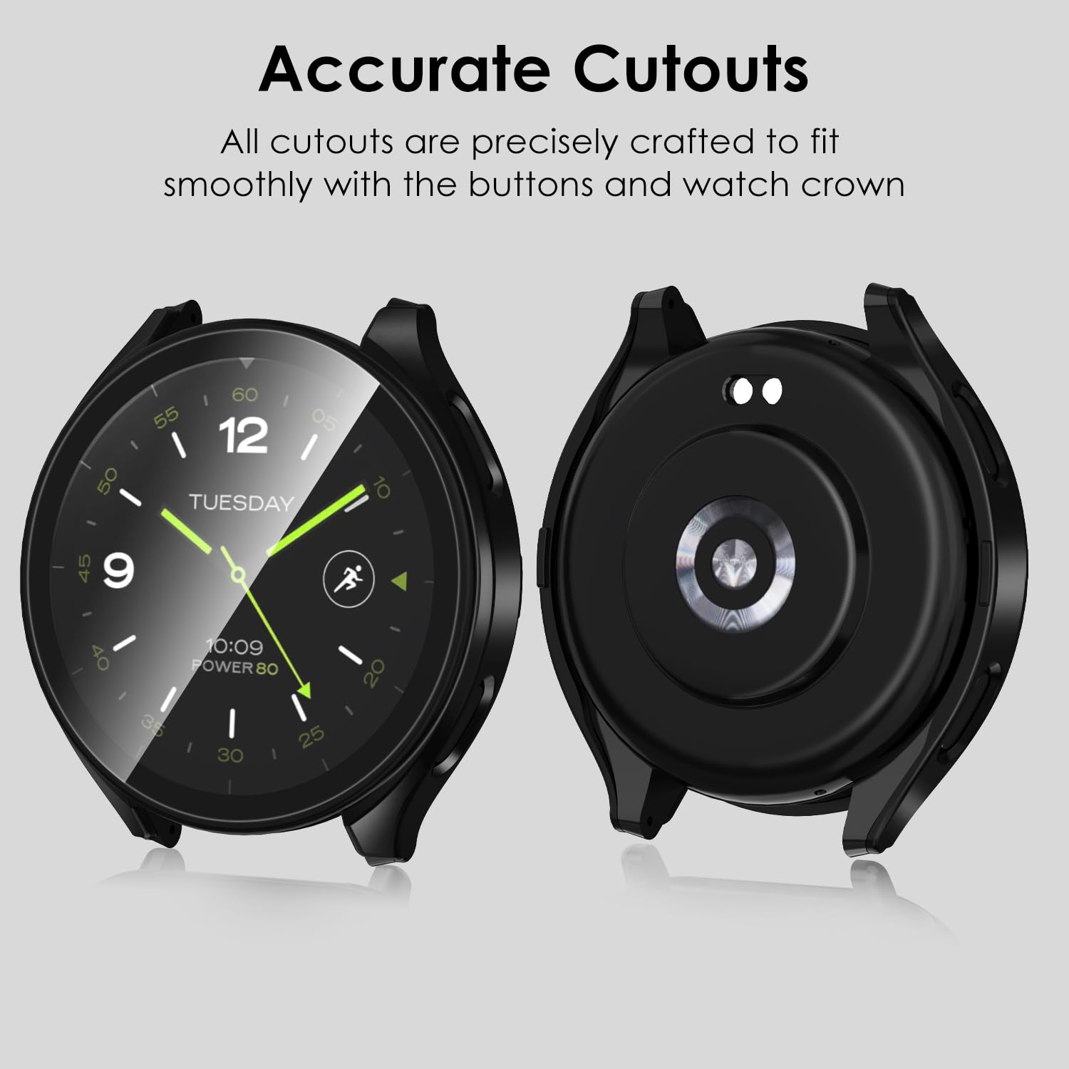 ivoler 3 szt. twarde etui PC ze szklaną ochroną ekranu do zegarka Xiaomi Watch 2, pełne pokrycie, ultracienkie, odporne na zarysowania etui ochronne, 2 przezroczyste + 1 czarny