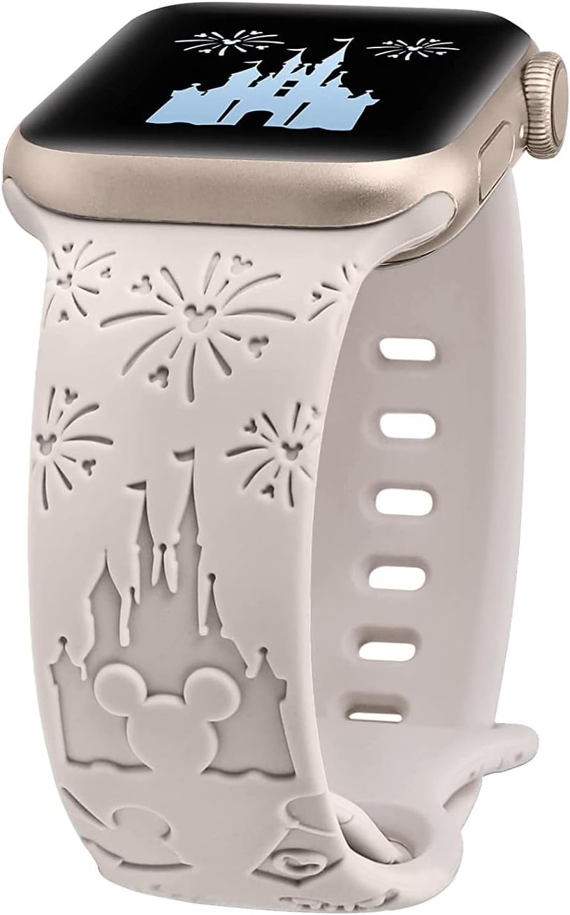 Correa de silicona grabada con dibujos animados compatible con Apple Watch Band de 1.496 in, 1.575 in, 1.614 in, 1.654 in, 1.732 in, 1.772 in, 1.772