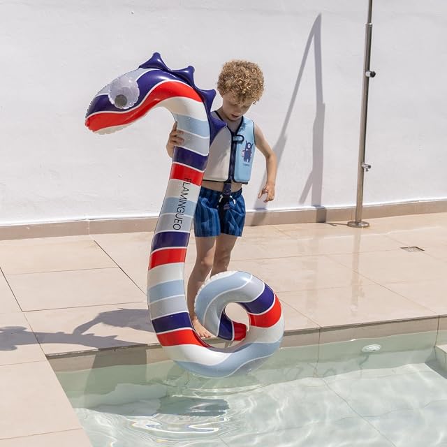Foto 3 de 5 de Flamingueo Hinchable para Niños, Colchoneta Piscina, Flotador Bebe, Flotador Diseño Serpiente, PVC