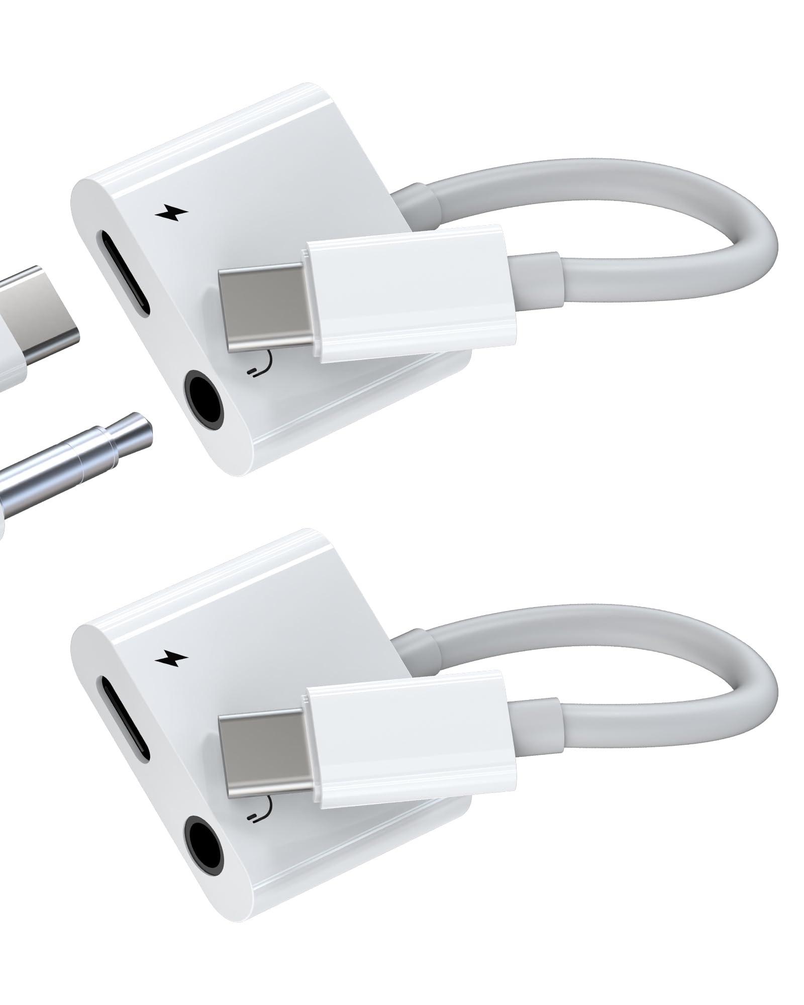 Adattatore per cuffie e caricabatterie da USB C a 3,5 mm Jack audio da USB C a Aux 2 in 1 con cavo dongle di ricarica rapida PD 100 W per Phone16  44