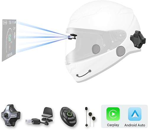 Miniatura 2 de Casco de Motocicleta E6+ HUD, Pantalla de Visualización Frontal, Bluetooth, GPS, CarPlay, Android Auto, Intercomunicador de Malla, Cámara de Visión