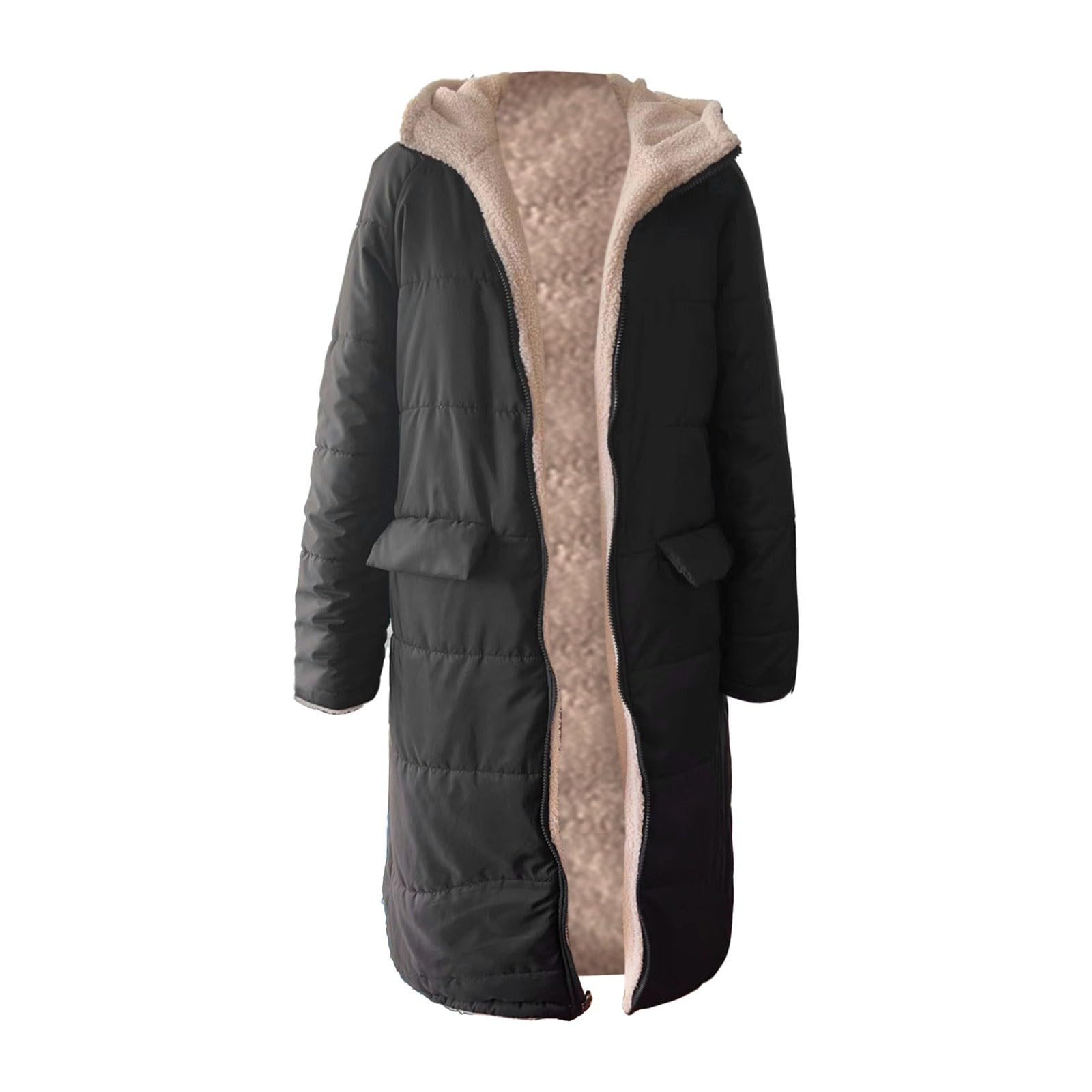 Chaqueta de plumón con capucha de manga larga de doble abrigo de invierno cálido de para mujer Abrigo Mujer Plumas Ligera Chaqueta Mujer
