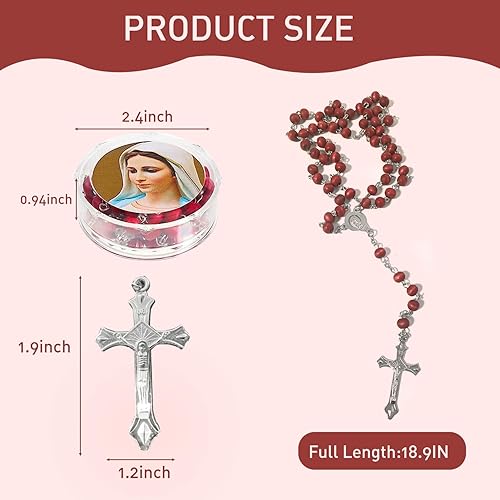 Miniatura 2 de Collar de la Virgen de Guadalupe de 24 piezas, Favor de Fiesta de Nuestra Señora de Gracia Regalos Católicos con Caja, Collar de Cuentas de Rosario