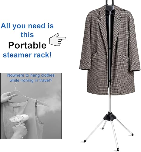 Miniatura 4 de Soporte de vapor portátil para ropa, soporte de plancha de vapor para ropa al vapor, percha de ropa de viaje, estante de vapor de mano para RV,