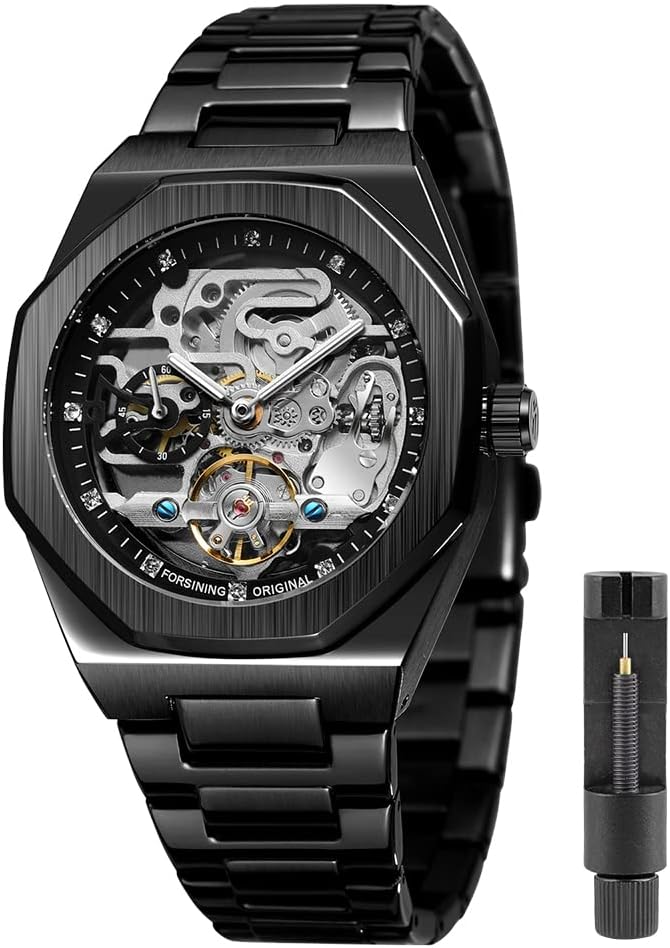 Mechanical Mens Watches Fashion Automatic Male Clock Blue Stainless Steel Waterproof Business Skeleton Watch…