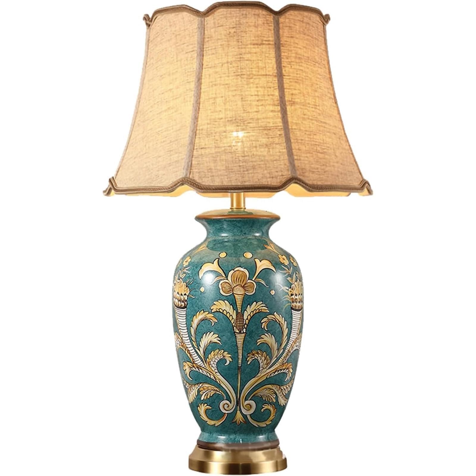 Ceramiczna lampa stołowa, vintage kwiatowa porcelanowa lampa biurkowa do salonu, retro lampka nocna do sypialni, biura, gabinetu, wejścia - idealne oświetlenie akcentujące