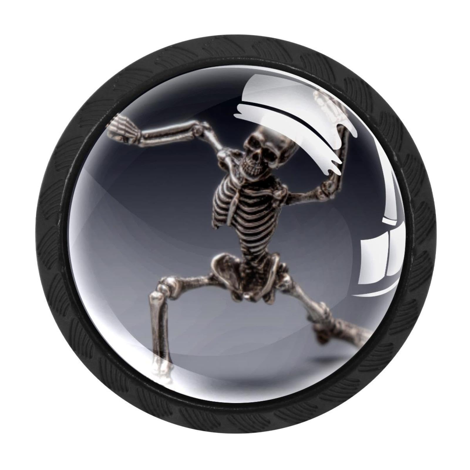 CHENZZZZ 4 Pack Skeleton Skull Dab Step (1) Kitchen Cabinet Knobs Drawer Knobs Dresser Knobs Matte Black Zinc Knobs Drawer Pulls Door Knobs Dresser Drawer Handles Knobs for Dresser Drawers
