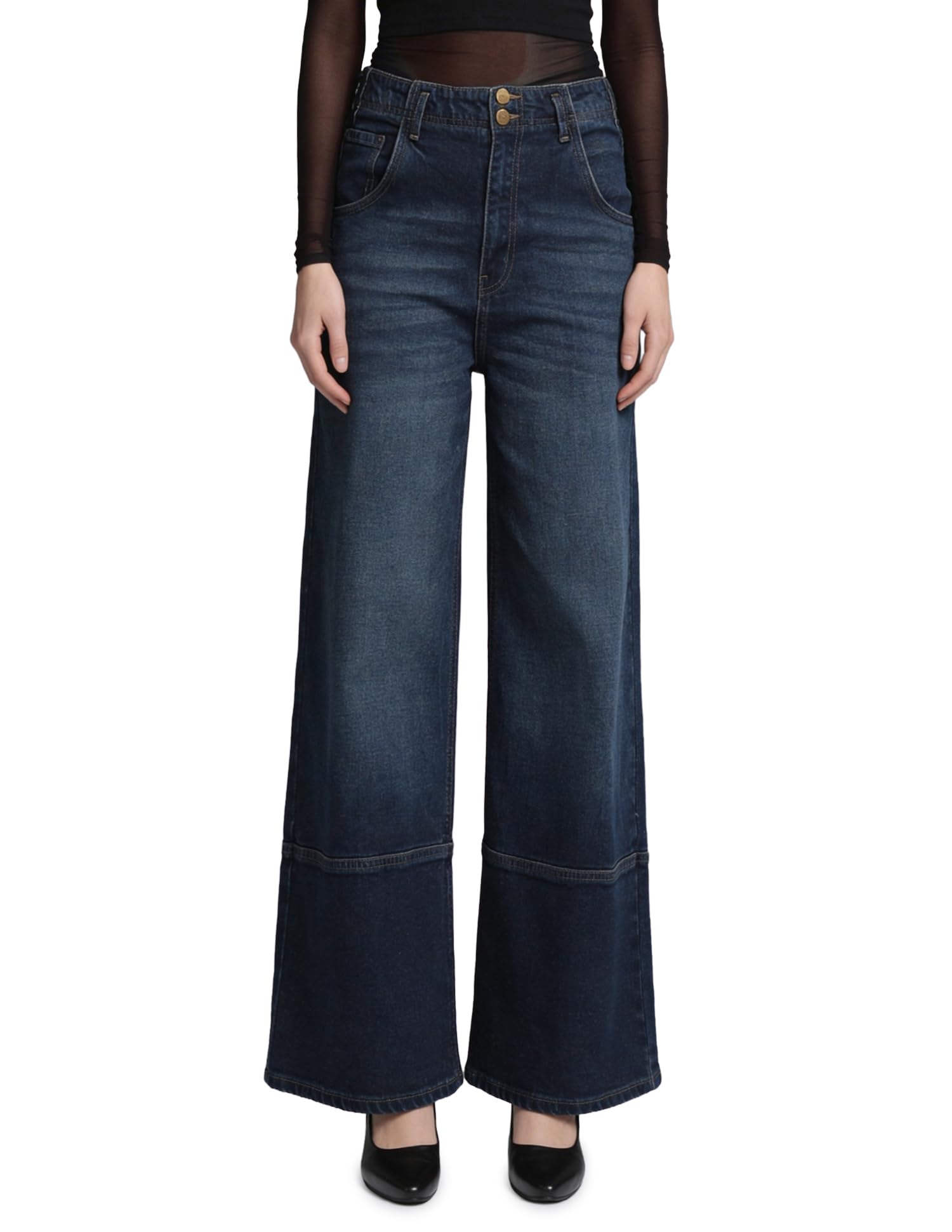 flying machine Women's Wide Leg Fit Jeans| Solid | High Rise | Stretchable | Jeans for Woman-picture-13