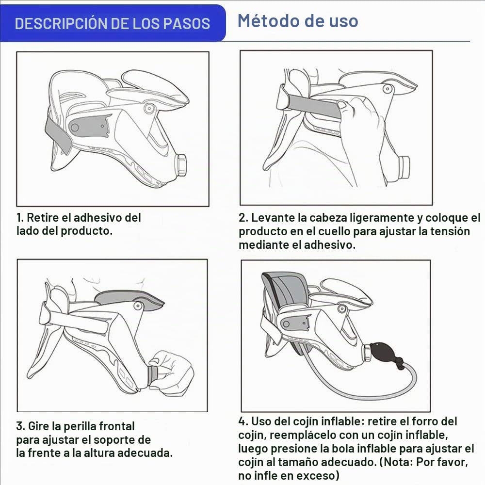 Dispositivo De Tracción Cervical Ajustable y Ligero -Con Soporte Cervical De Almohadilla Inflable,Para Dolor y Soporte Del Cuello,Alivio De La Presión Cervical y Tensión,Adecuado Para Uso Doméstico