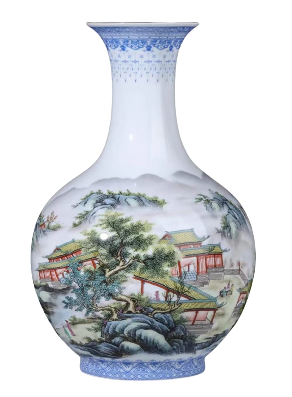 Amazon.com: AMITVA 中國陶瓷花瓶附立架白色大號中國花瓶瓷花瓶中國