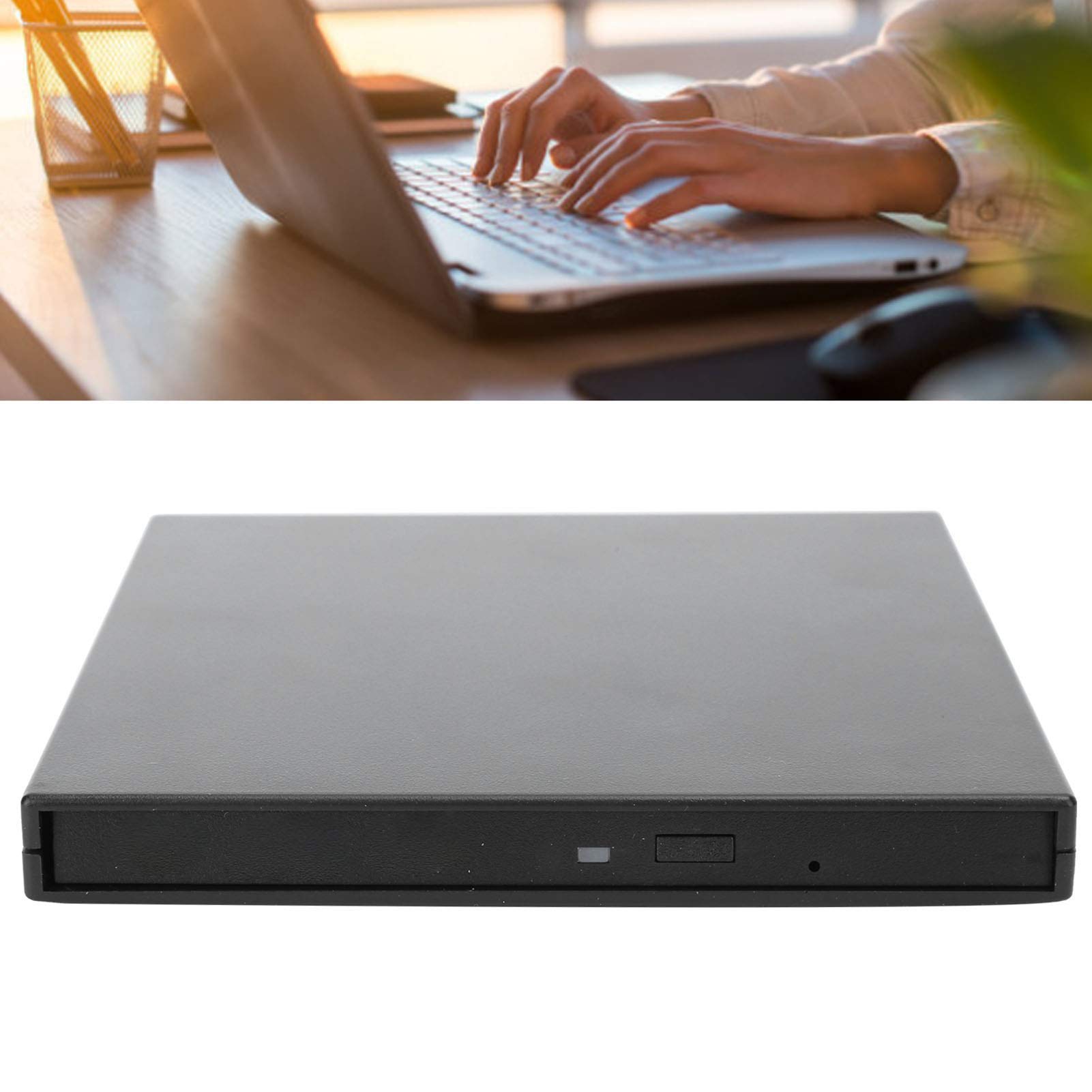 ASHATA Zewnętrzny napęd DVD/COMBO, złącze micro USB, czarny, 9,5 mm SATA, do laptopa i konsoli do gier