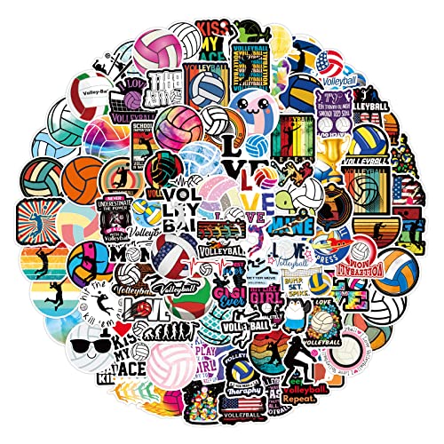 Volleyball Stickers | 100pcs Waterproof Vinyl Decals Stickers for Gym Wall, Water Bottles, Laptop, Cups, Skateboard, Phone, Guitar