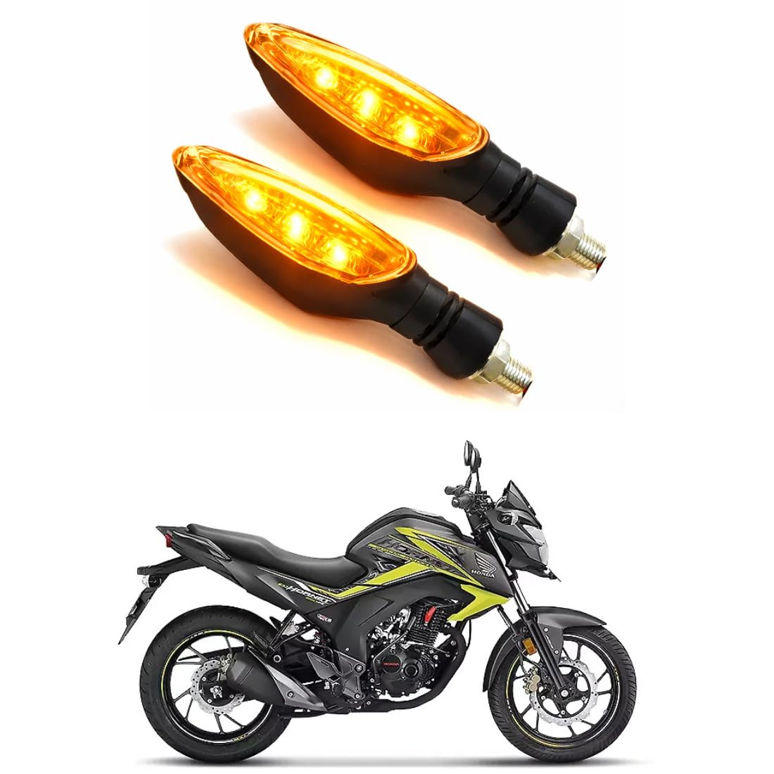 3 LED Bike Indicator Light Yellow, Waterproof Turn Signal Blinker for Motorcycle, High Brightness Direction Indicator Lamp For Honda CB Hornet 160 (Pack of 2)-image-29