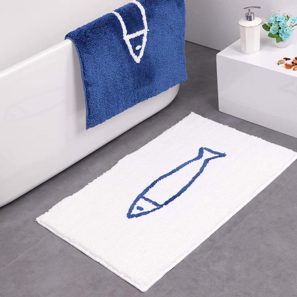 Tapis de salle de bains en microfibre premium motif poissons