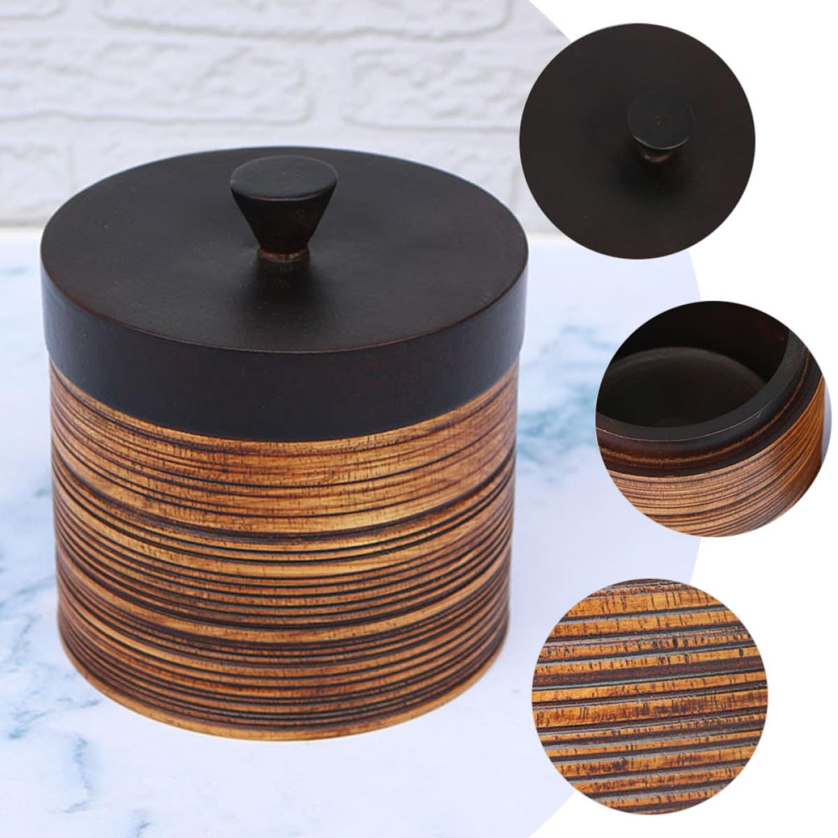 TIDTALEO Contenitore Raffinato per Legno Ermetico Tè e Coperchio Tisane Scatola Semplice Caramelle Design Buona Sigillatura Uso Domestico