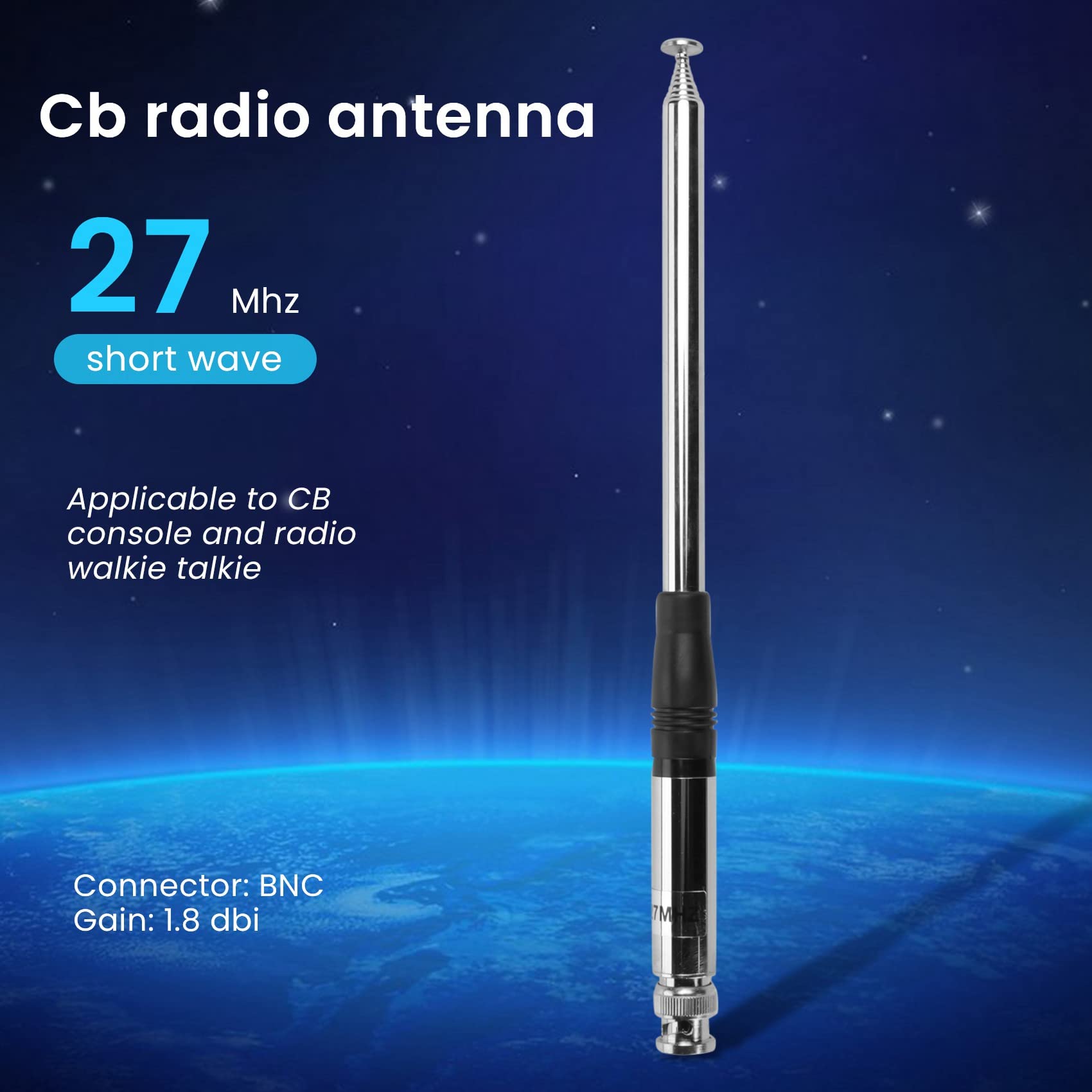 Antenna CB 27Mhz telescopica HT BNC per radio manuali portatili