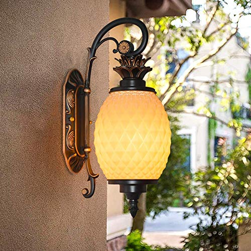 Aerveal European Creative Pine Wall Lamp Outdoor Waterproof Landscape Light Golden Stroke Finish Wall Mount Sconce E27 Socket Hard Wired External Lighting For Villa Balcony Courtyard Garden Use #TOP3