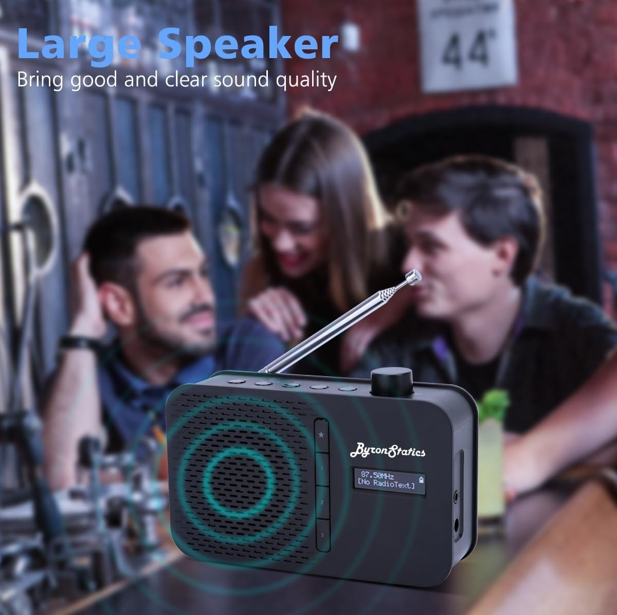 ByronStatics Radio numérique DAB/DAB+ et FM, écran couleur 2,4", sortie haut-parleur mono 1 W, bleu crépuscule