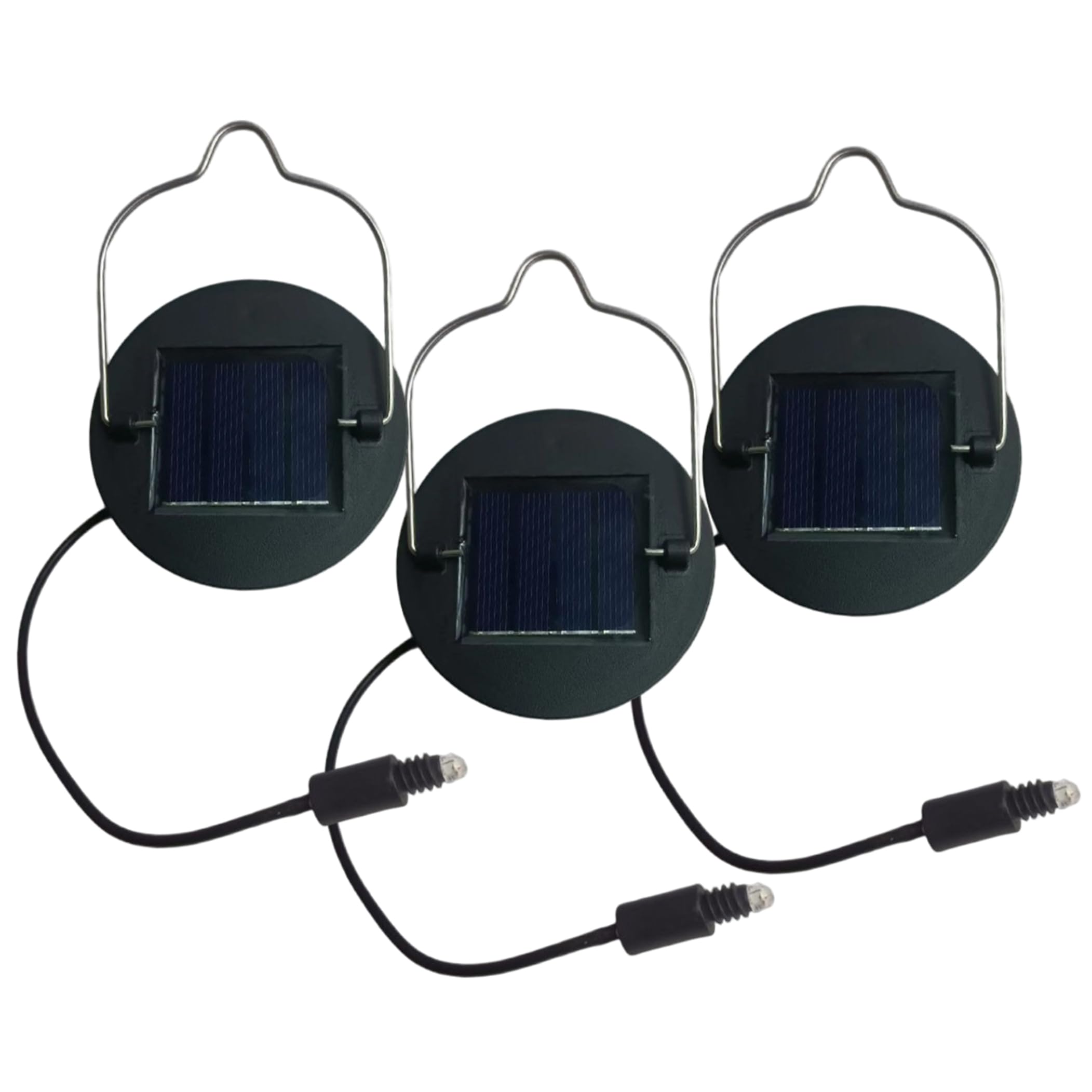 Syutokul 3PCS Solar Replacement Lights for Lanterns - Weatherproof Solar Light Replacement Top with Metal Hook, Black.