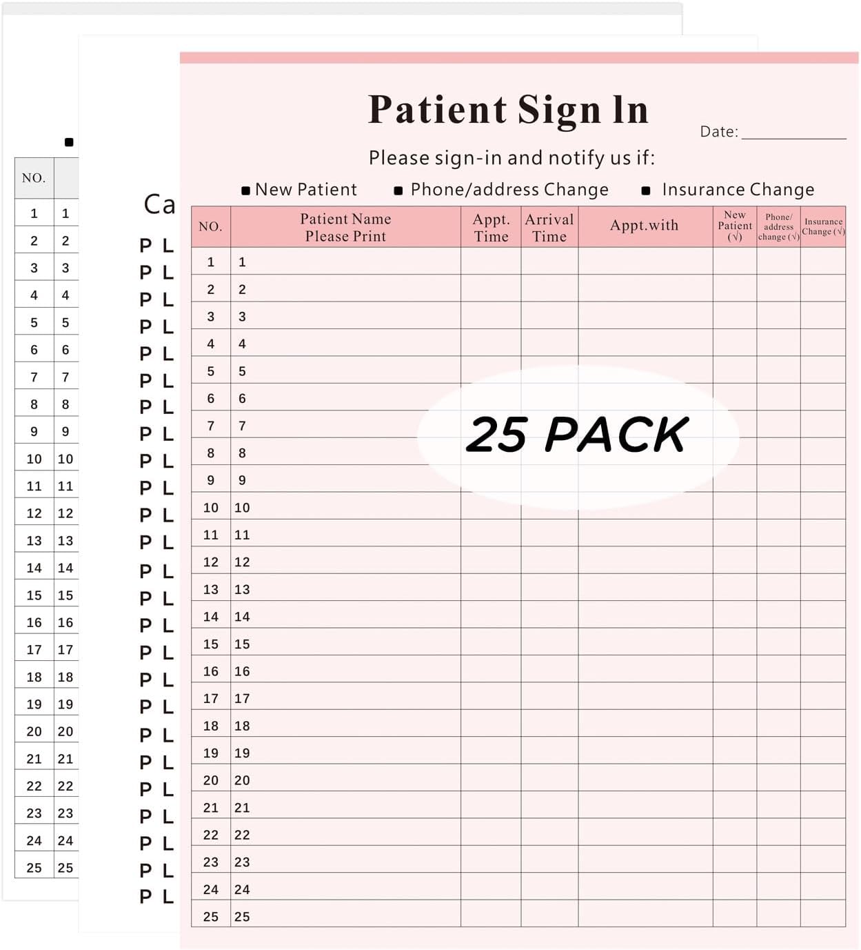 Patient Sign in Label Forms, Joyfulmap 250 Pack Patient Sign in Sheets，250 Peel Off Adhesive Labels/Sheet, Compliant for Confidentially in All Medical Offices, Doctors, Clinic, Pink, 8-1/2" x 11"