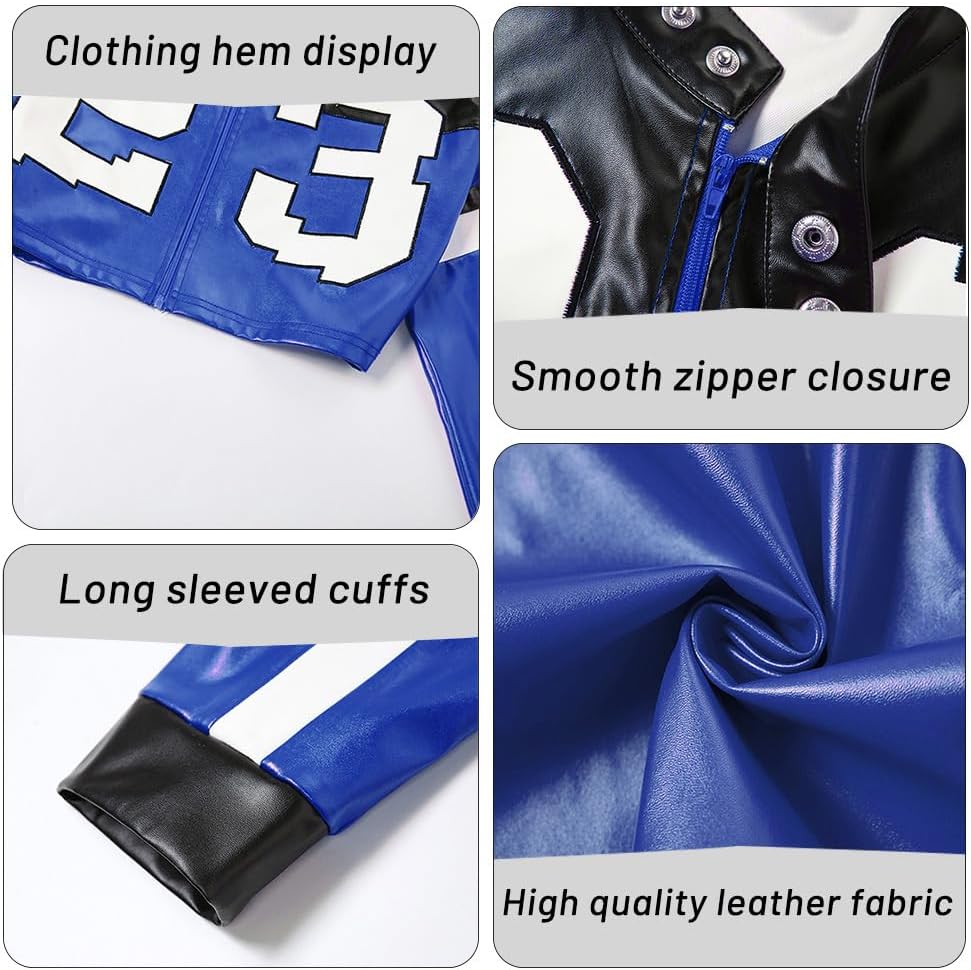 VOIKERDR Leather Jacket Cropped Jacket Motorcycle Jacket Y2K Letter Bomber Jacket Women Faux Leather Jacket Streetwear - Image 6