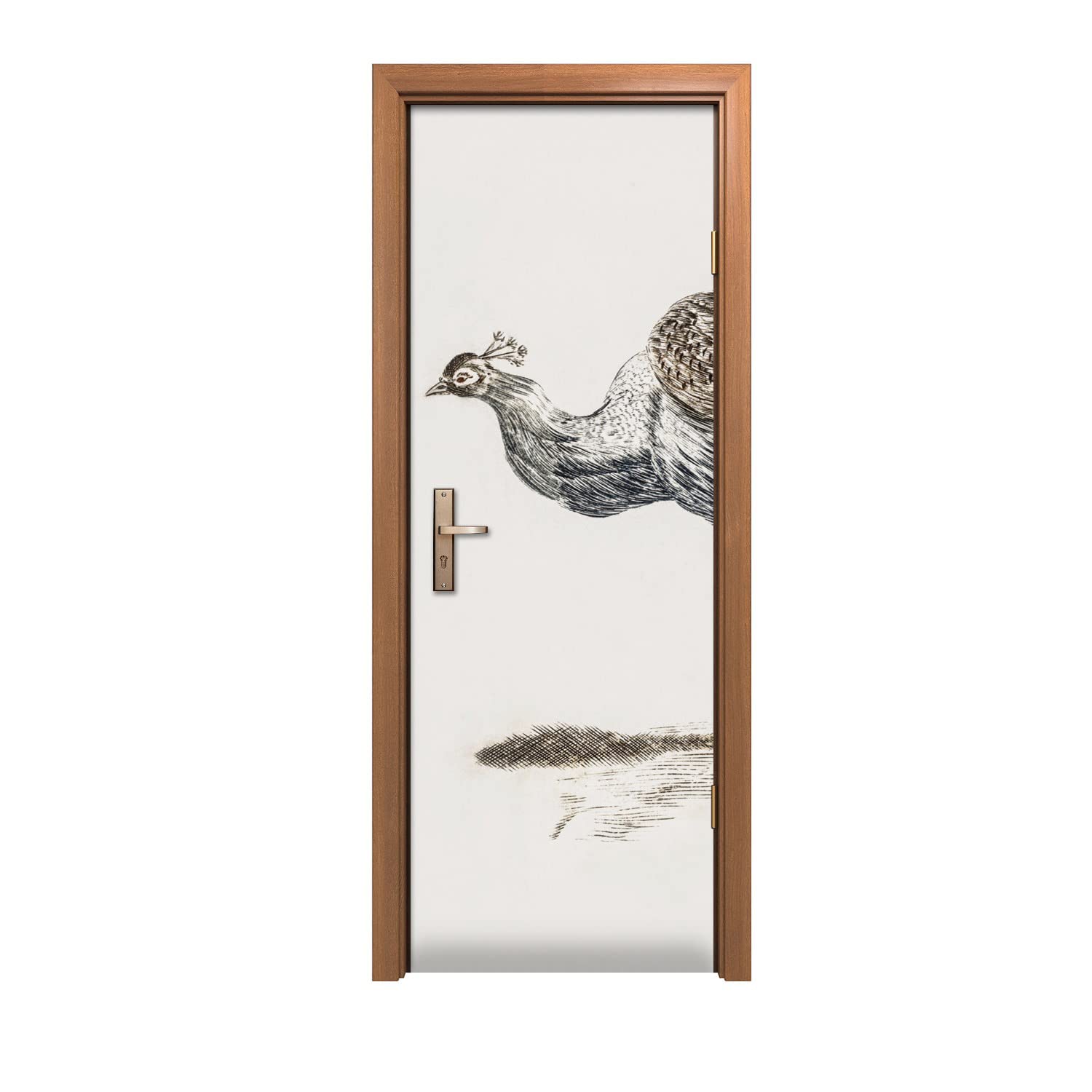 Autocollant de porte paon oiseau unique pour creer un salon moderne et chaleureux