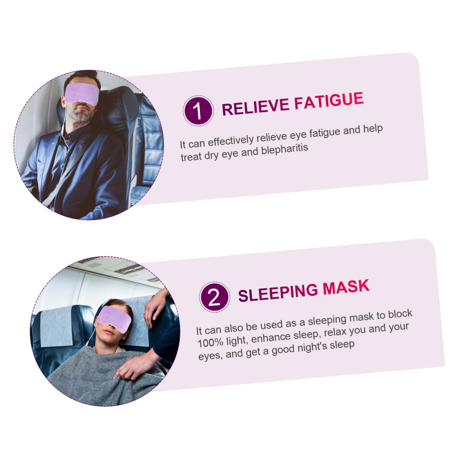 Didiseaon 3 Piezas de ojos de vapor ojeras eye massager sleeping mask círculos oscuros sleep mask dormir gafas de en el ojo venda terciopelo de cristal