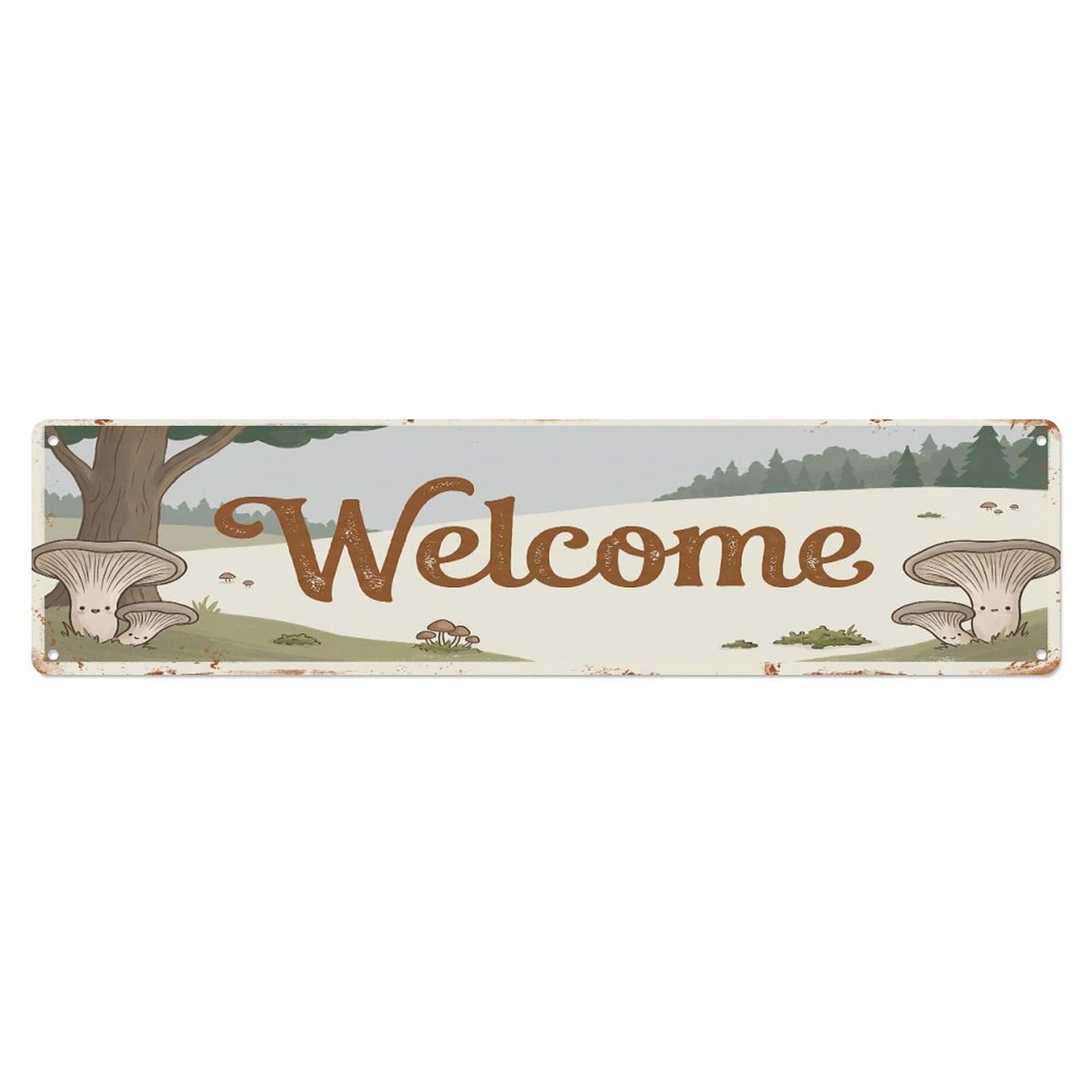 Olhnbad 4X16inch(10X40cm) Vintage Welcome Oyster Delicate Metal Tin Sign