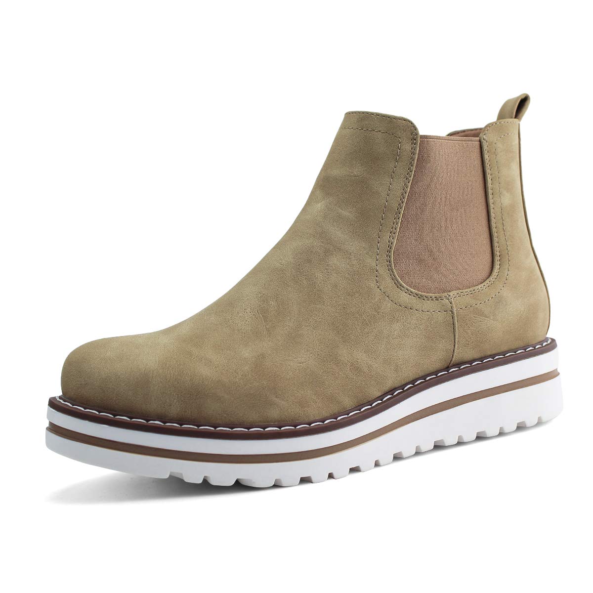JABASIC Womens Chelsea Elastic Ankle Boots Waterproof Flat Boots